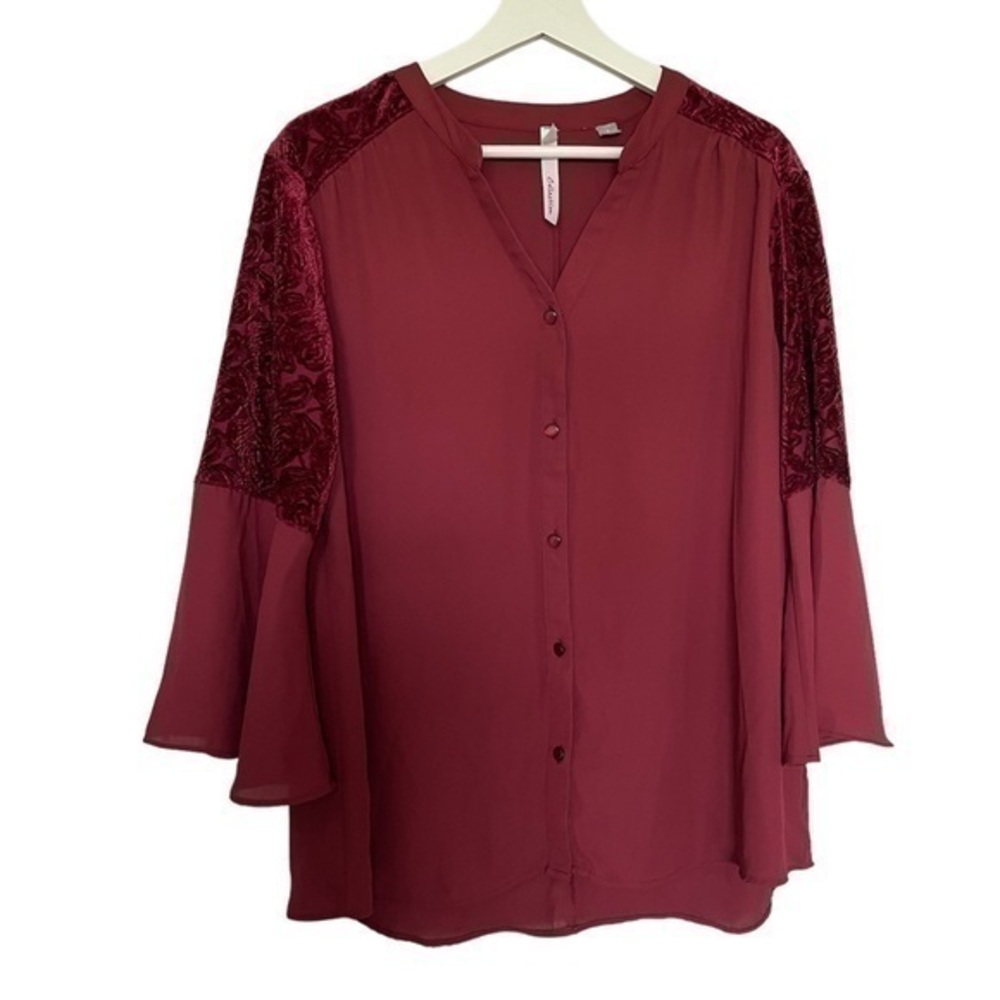 Red Button Down Blouse